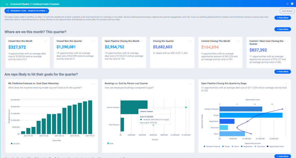 Sales Pipeline 1:1 Dashboard is used by front line sales managers and reps